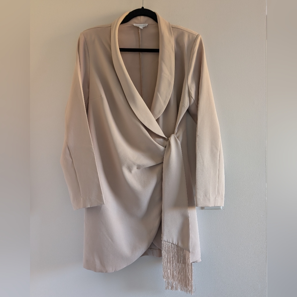 3/$30 Beige Wrap Blazer with Fringe